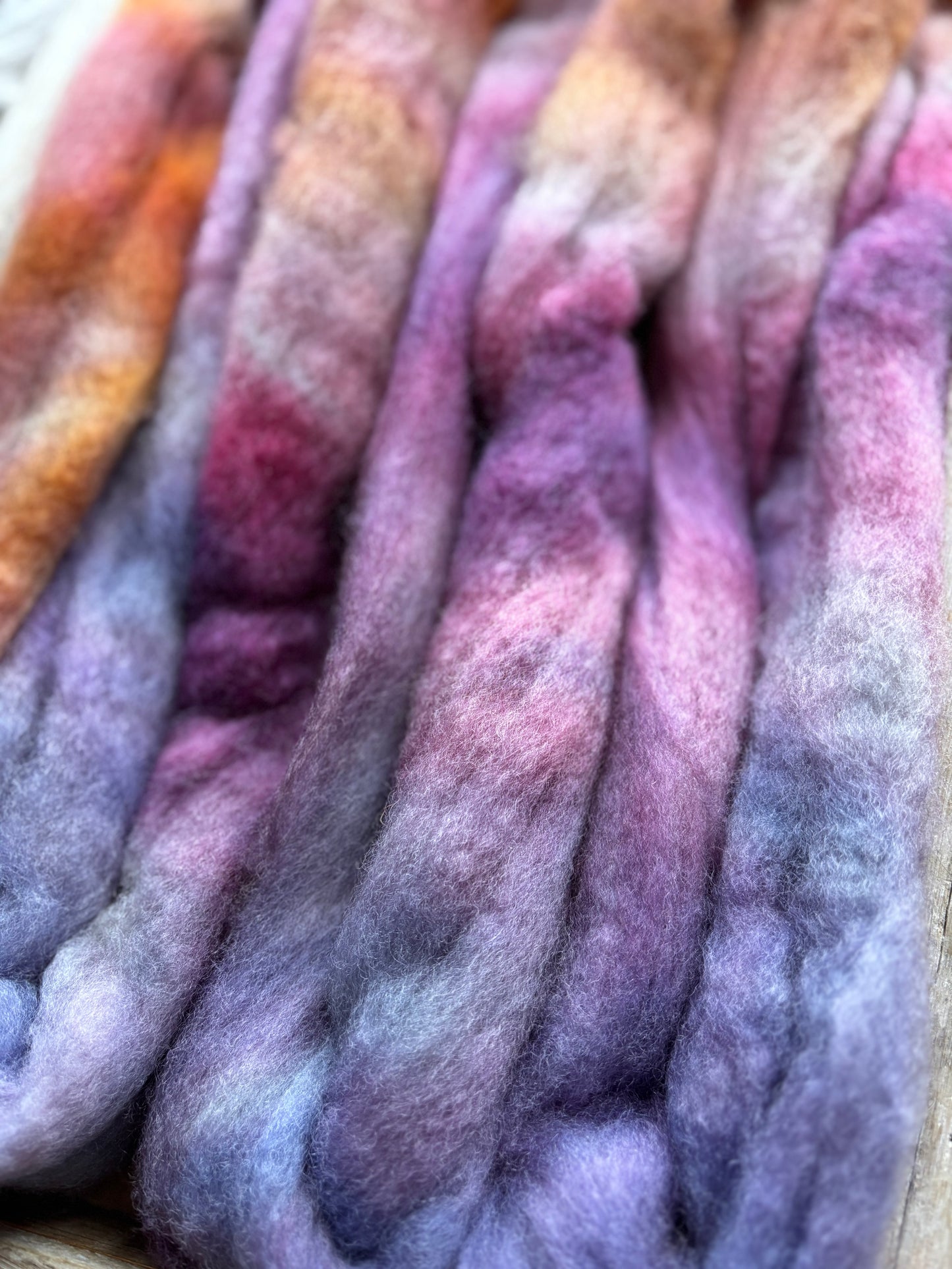 One of a Kind Batch - 100 grams of Spinning Fibre - Bluefaced Leicester Wool - 26 Micron - Hand Dyed Combed Top