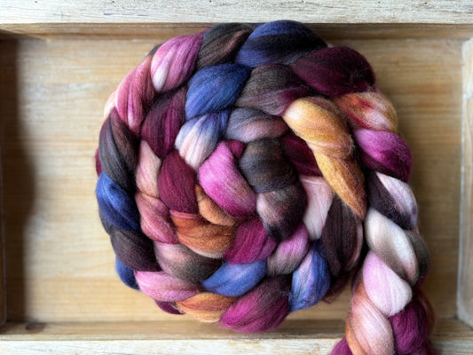 One of a Kind Batch - 100 grams of Spinning Fibre - Superwash Merino Wool 22 Micron - Hand Dyed Combed Top