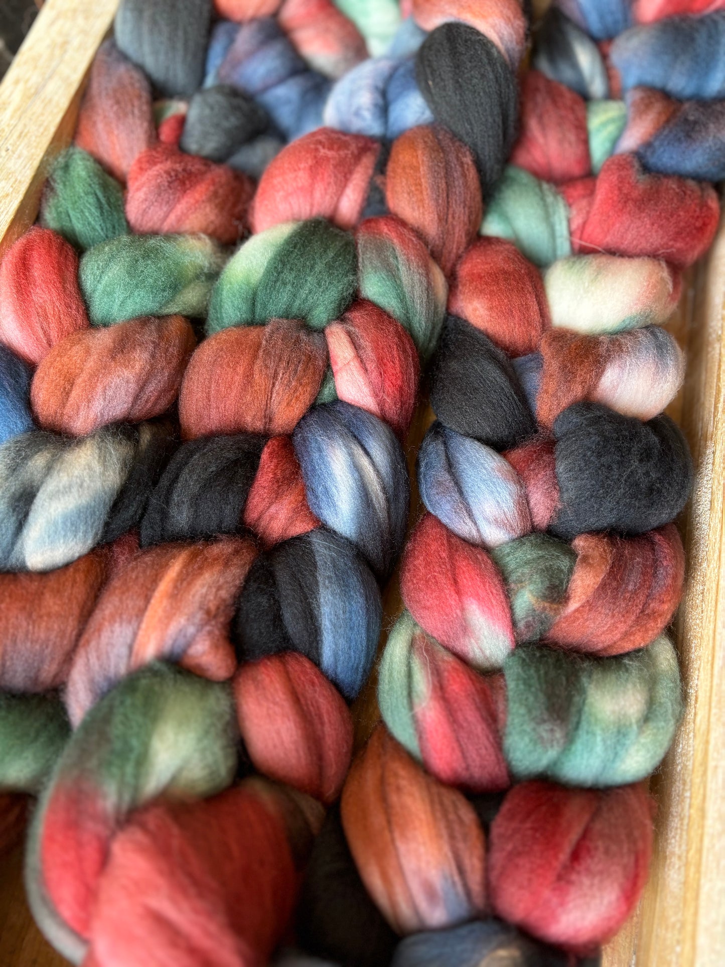 One of a Kind Batch - 100 grams of Spinning Fibre - Superwash Merino Wool 22 Micron - Hand Dyed Combed Top