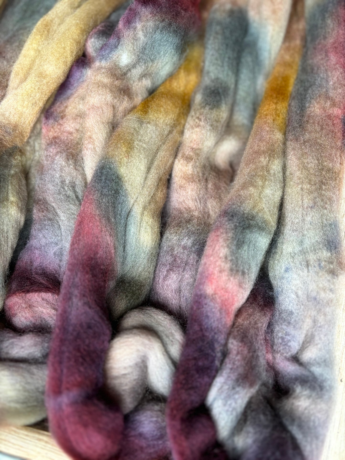 One of a Kind Batch - 100 grams of Spinning Fibre - Untreated Merino Wool 22 Micron - Hand Dyed Combed Top