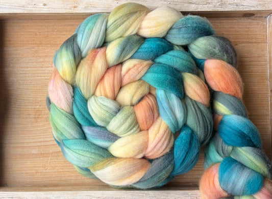 100% Superwash Merino Wool - 22 Micron - One of a Kind Batch - 100 grams of Spinning Fibre - Hand Dyed Combed Top