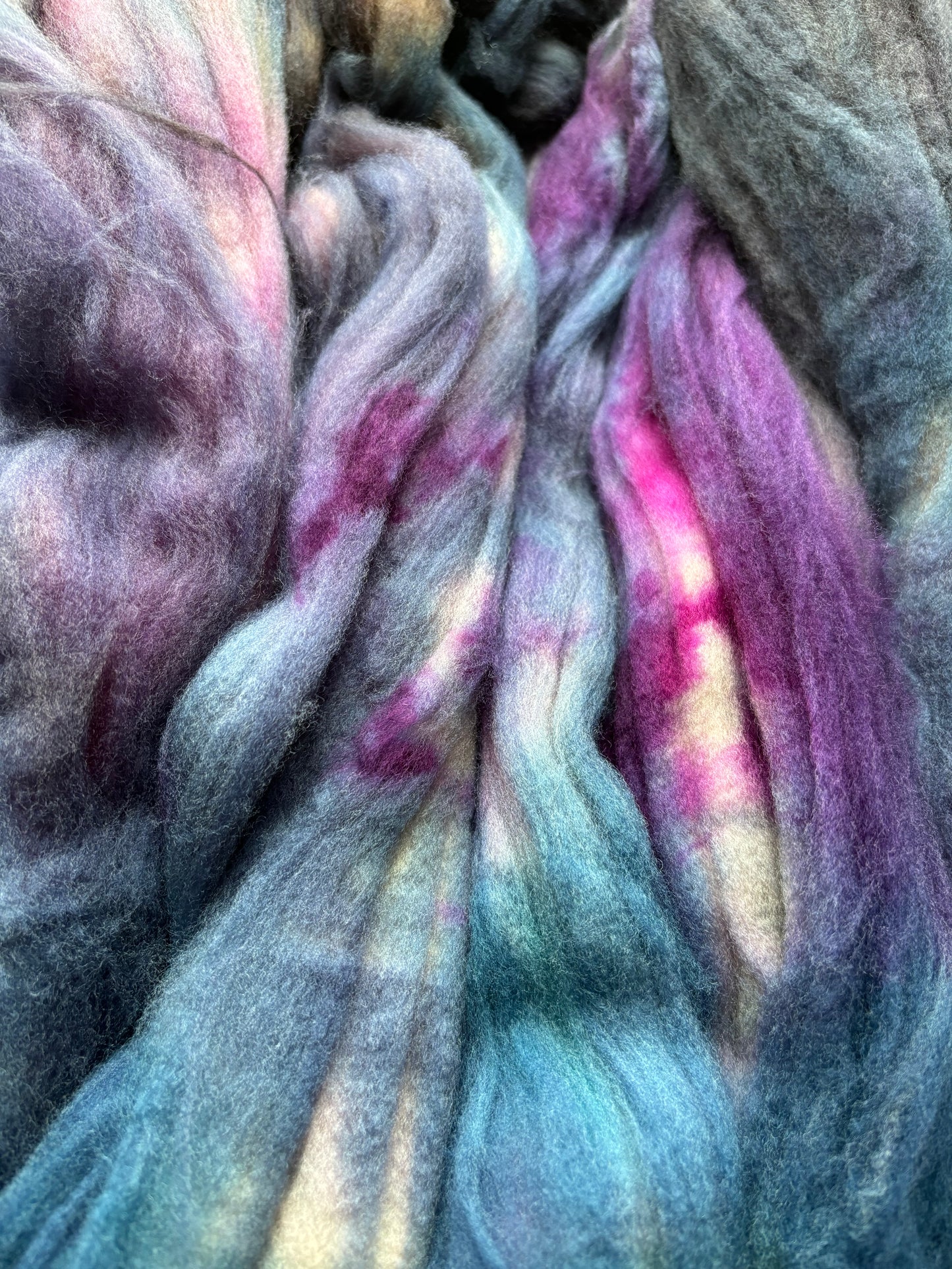 One of a Kind Batch - 100 grams of Spinning Fibre - Superwash Merino Wool 22 Micron - Hand Dyed Combed Top