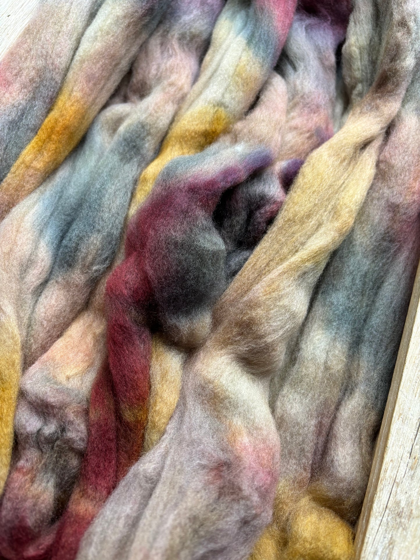 One of a Kind Batch - 100 grams of Spinning Fibre - Untreated Merino Wool 22 Micron - Hand Dyed Combed Top