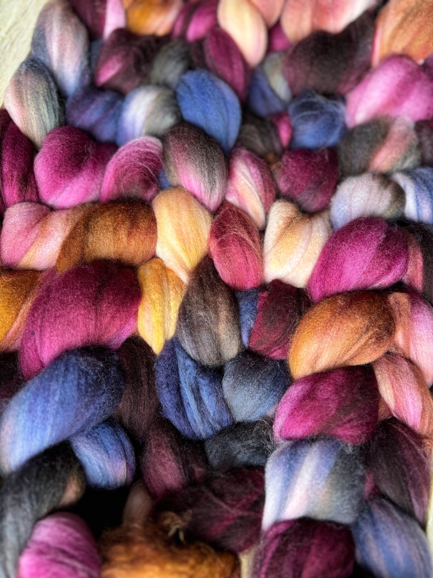 One of a Kind Batch - 100 grams of Spinning Fibre - Superwash Merino Wool 22 Micron - Hand Dyed Combed Top