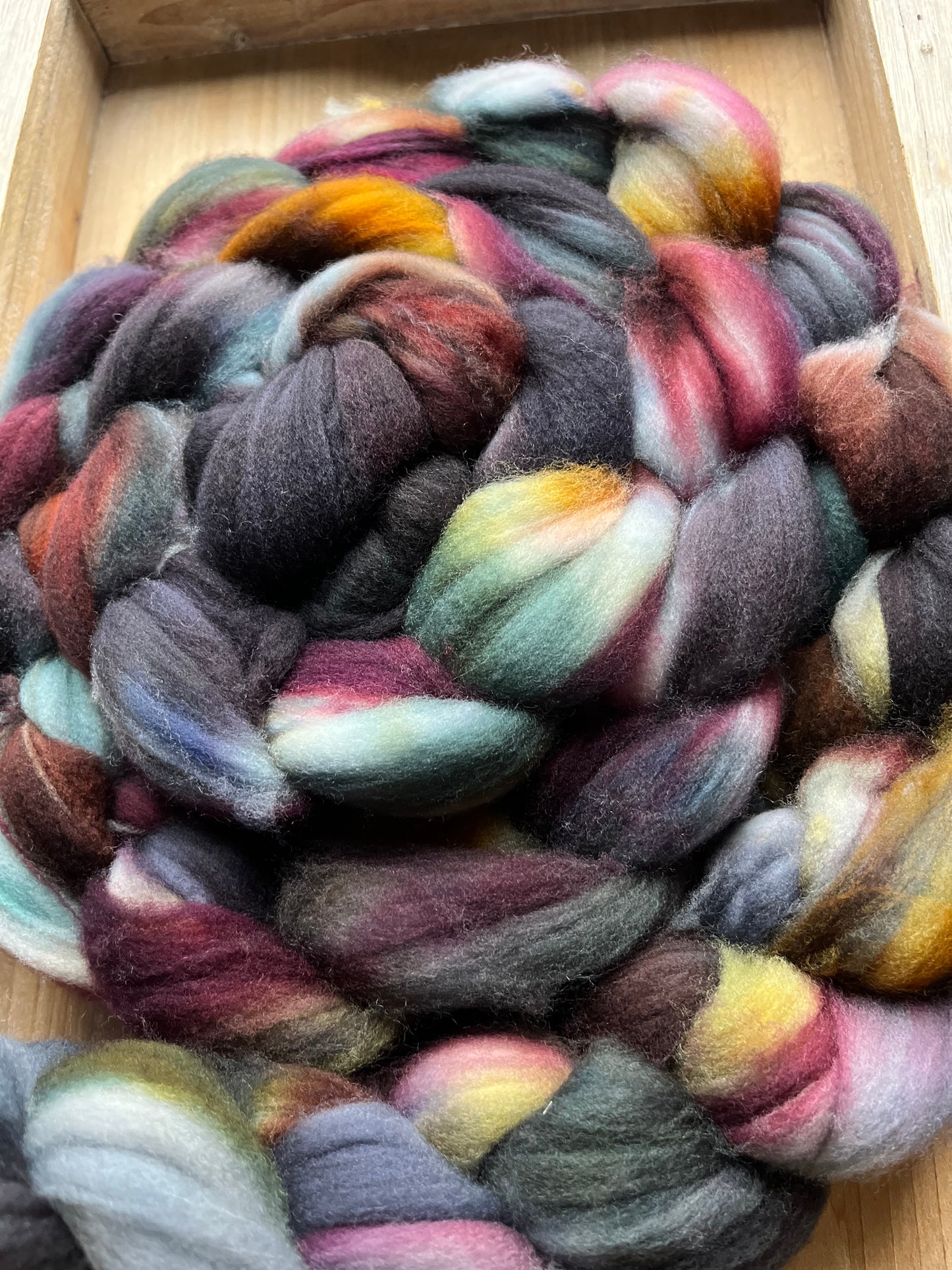 One of a Kind Batch - 100 grams of Spinning Fibre - Superwash Merino Wool 22 Micron - Hand Dyed Combed Top