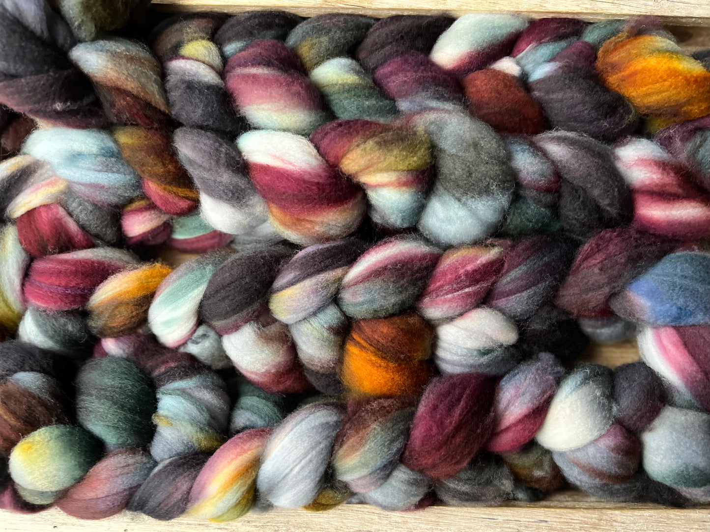 One of a Kind Batch - 100 grams of Spinning Fibre - Superwash Merino Wool 22 Micron - Hand Dyed Combed Top