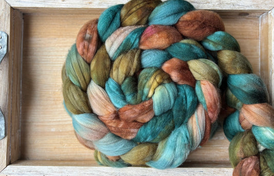 One of a Kind Batch - 100 grams of Spinning Fibre - Superwash Merino Wool 22 Micron - Hand Dyed Combed Top