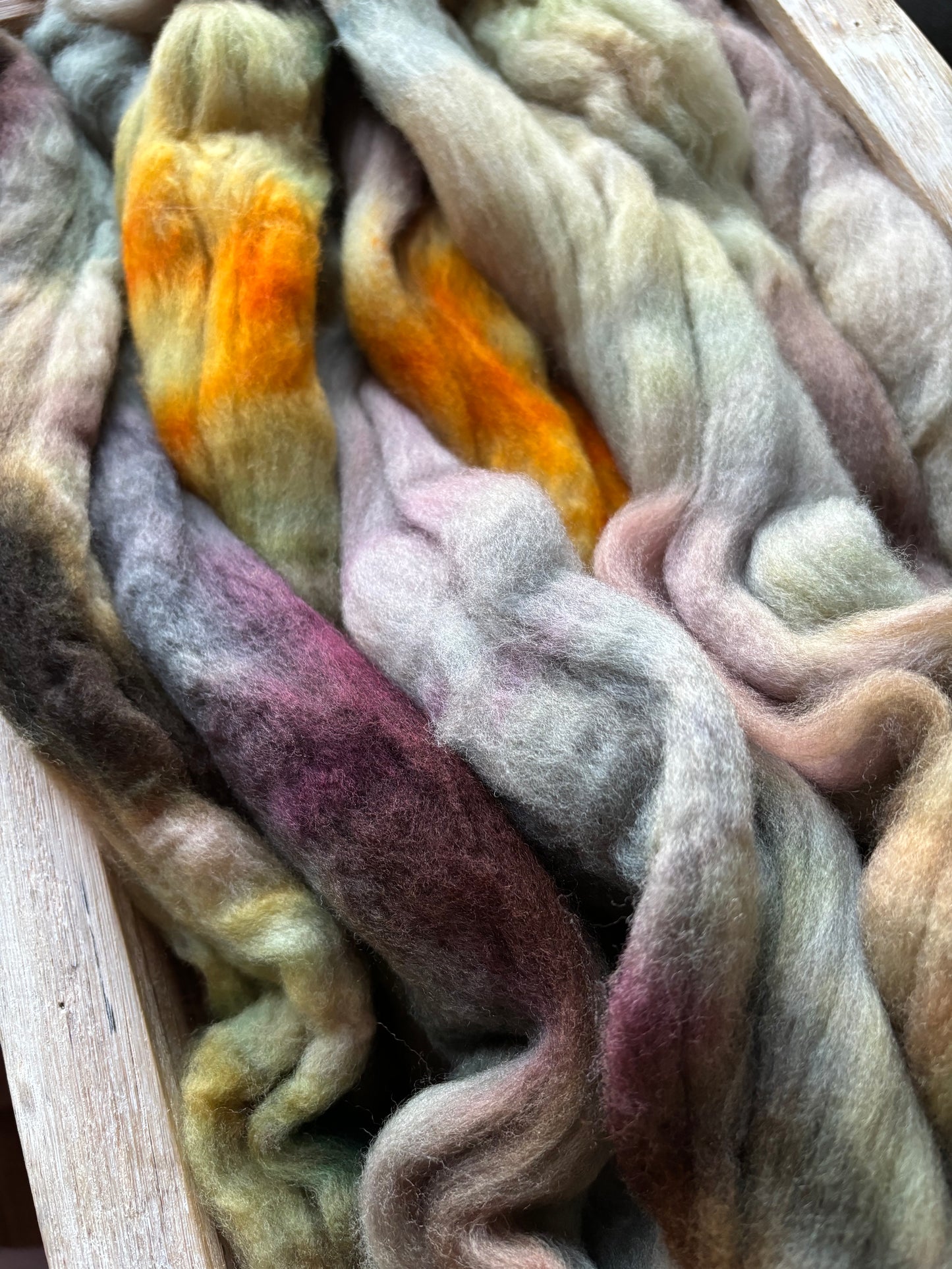 One of a Kind Batch - 100 grams of Spinning Fibre - Untreated Merino Wool 22 Micron - Hand Dyed Combed Top