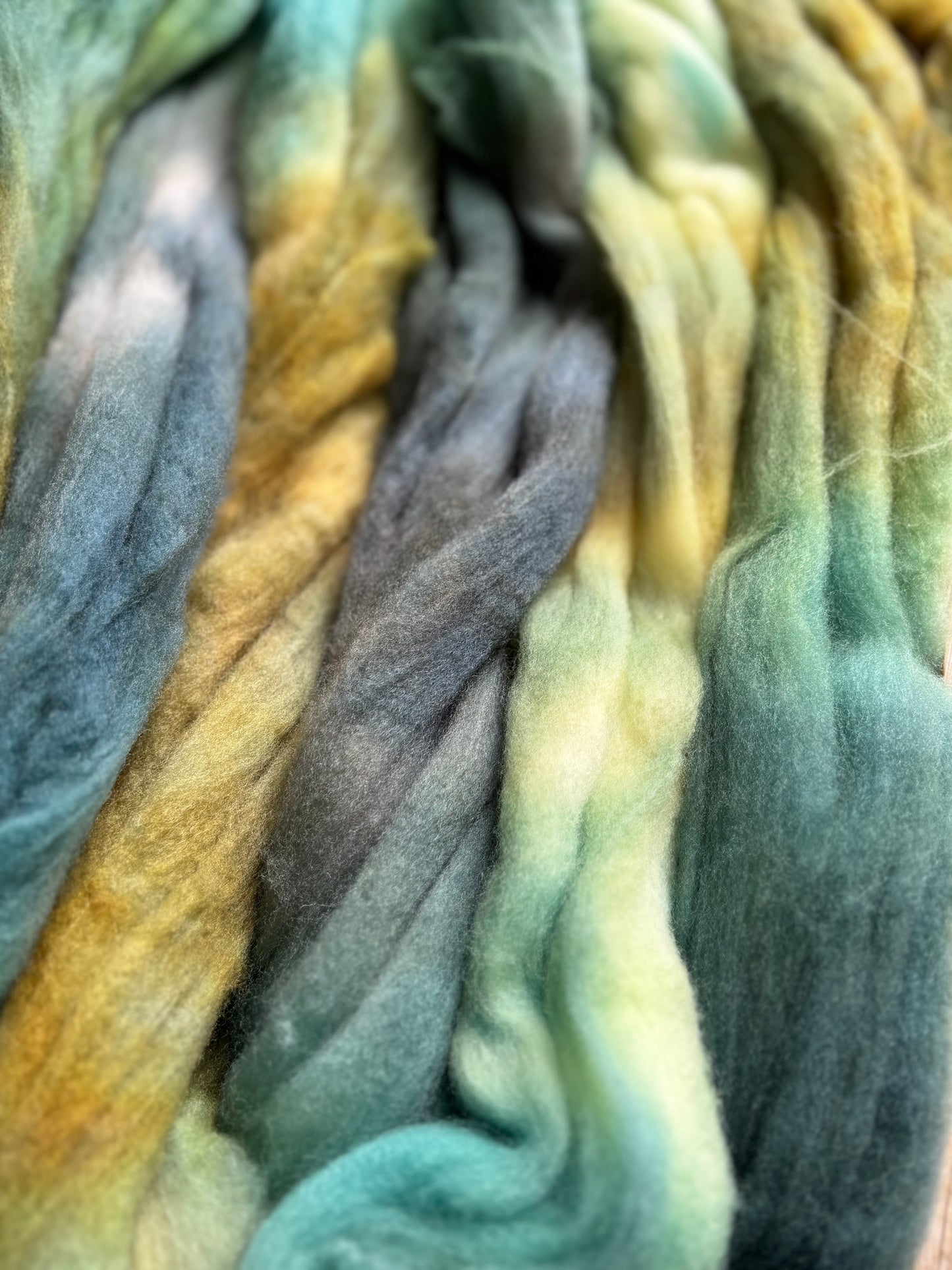 One of a Kind Batch - 100 grams of Spinning Fibre - 80% Superwash Merino Wool/ 20% Nylon - 22.5 Micron - Hand Dyed Combed Top