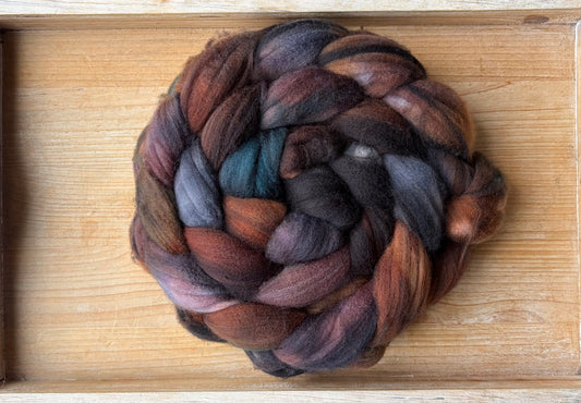 100% Superwash Merino Wool - 22 Micron - One of a Kind Batch - 100 grams of Spinning Fibre - Hand Dyed Combed Top