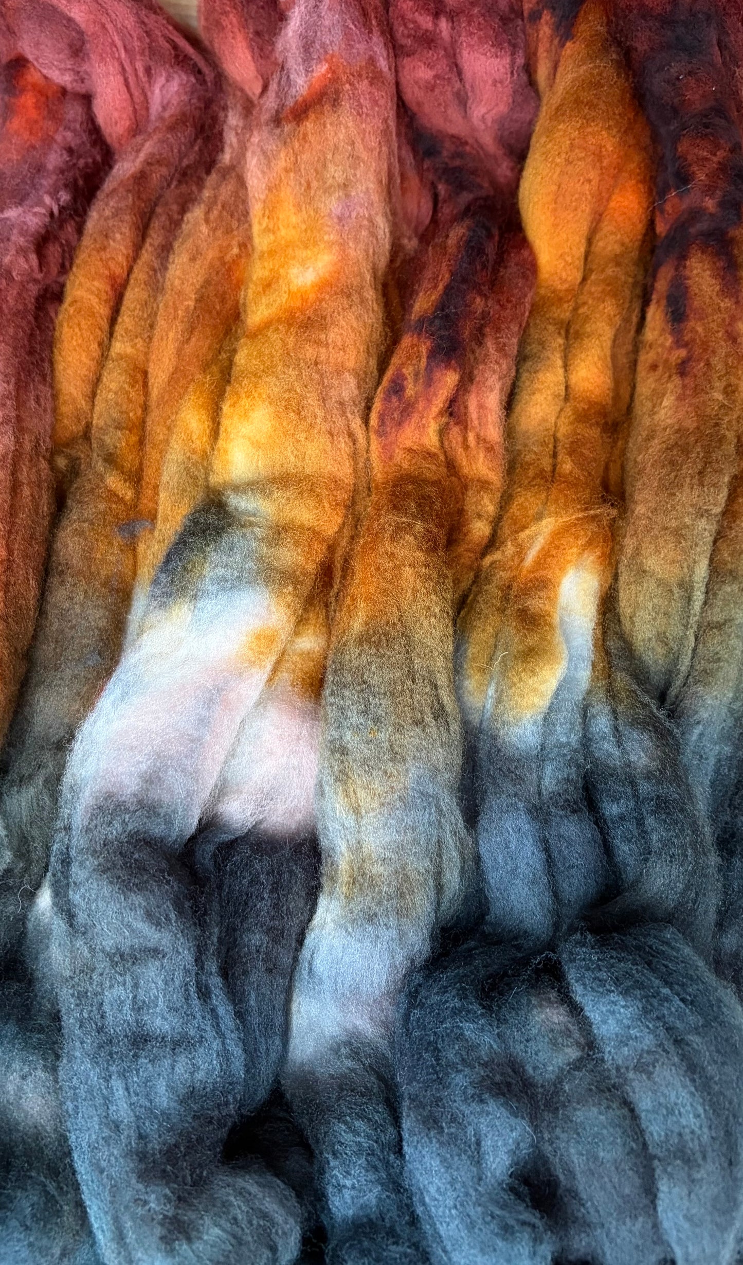 100% Superwash Merino Wool - 22 Micron - One of a Kind Batch - 100 grams of Spinning Fibre - Hand Dyed Combed Top