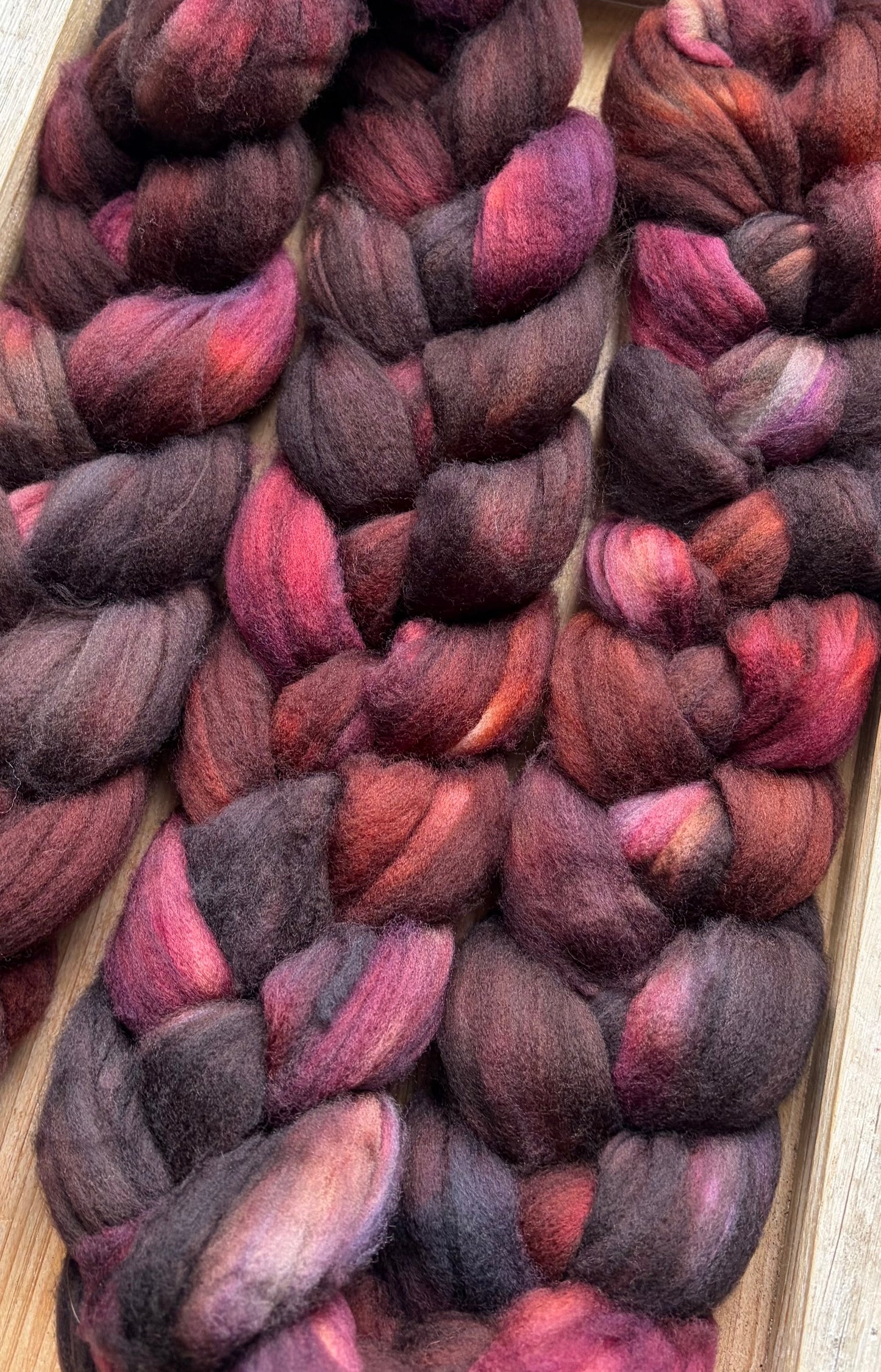 100% Superwash Merino Wool - 22 Micron - One of a Kind Batch - 100 grams of Spinning Fibre - Hand Dyed Combed Top
