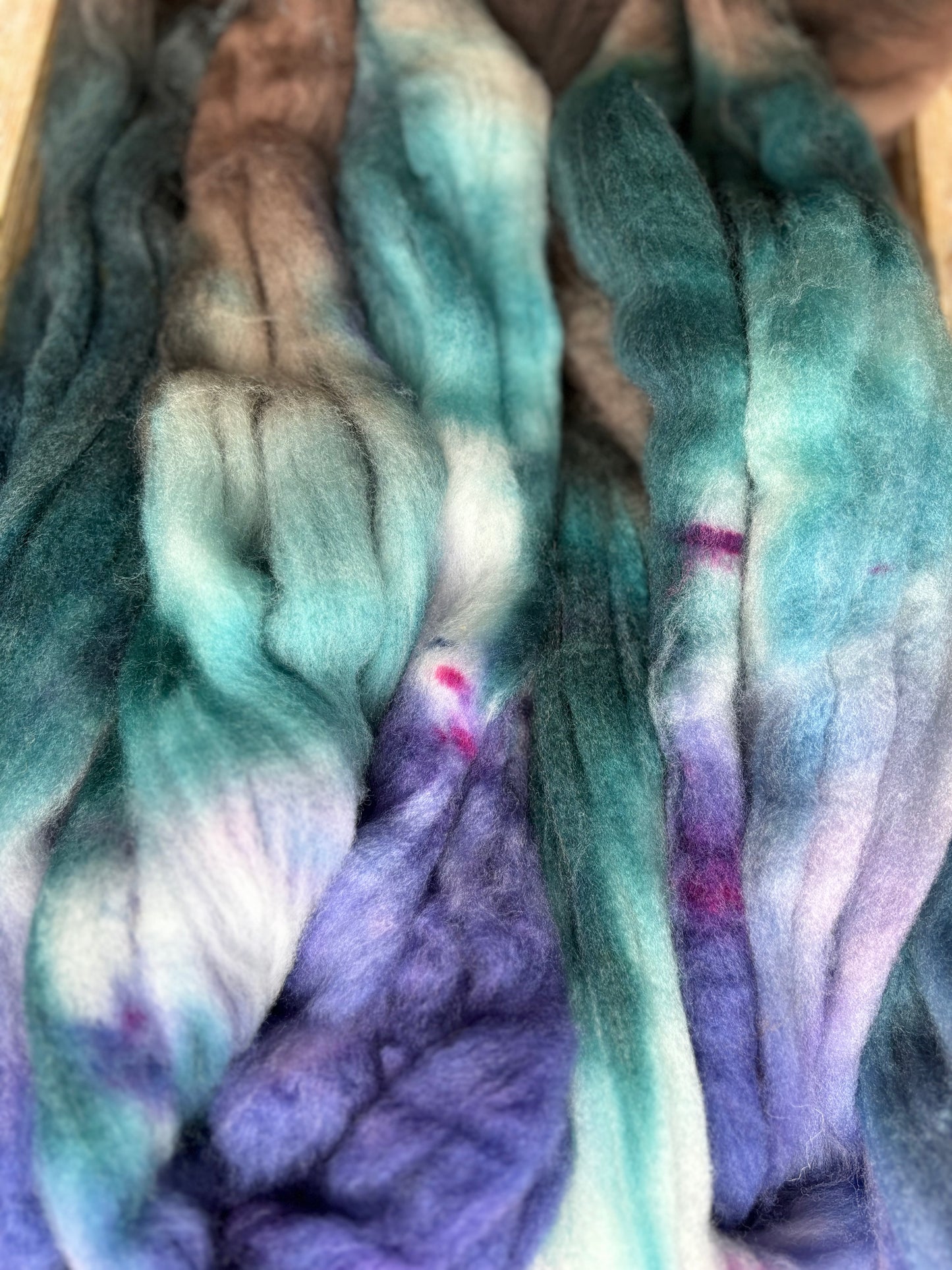 One of a Kind Batch - 100 grams of Spinning Fibre - 80% Superwash Merino Wool/ 20% Nylon - 22.5 Micron - Hand Dyed Combed Top