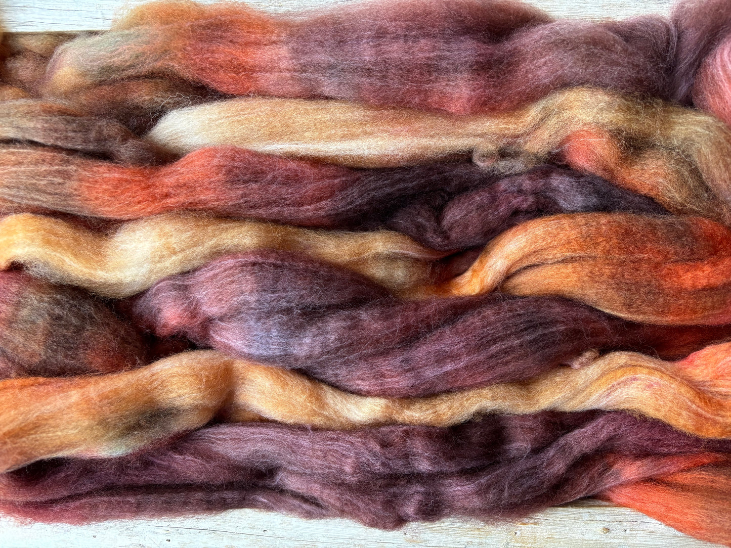 One of a Kind Batch - 100 grams of Spinning Fibre - 80% Superwash Merino Wool/ 20% Nylon - 22.5 Micron - Hand Dyed Combed Top