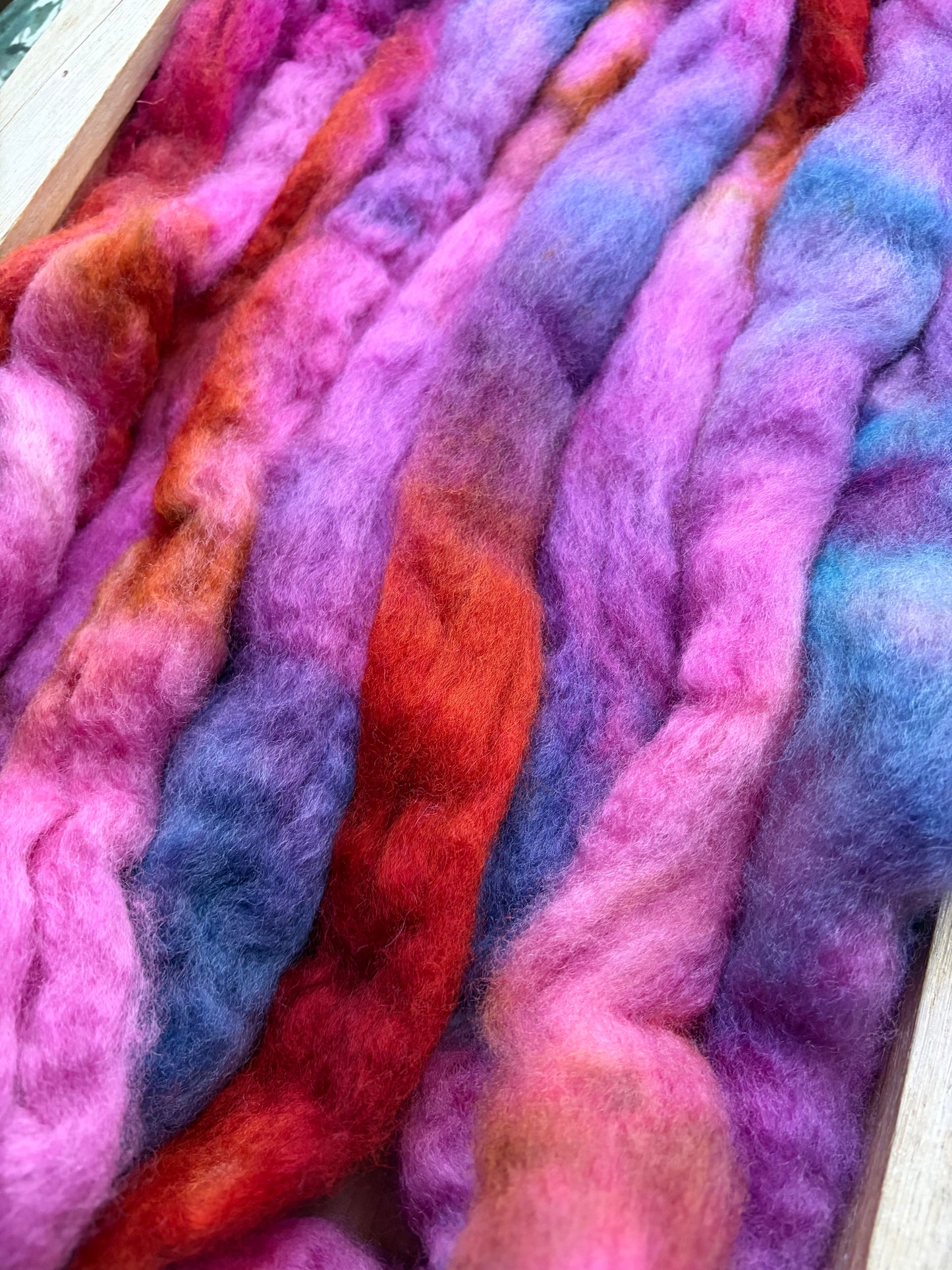 Bluefaced Leicester Wool - 26 Micron - One of a Kind Batch - 100 grams of Spinning Fibre - Hand Dyed Combed Top
