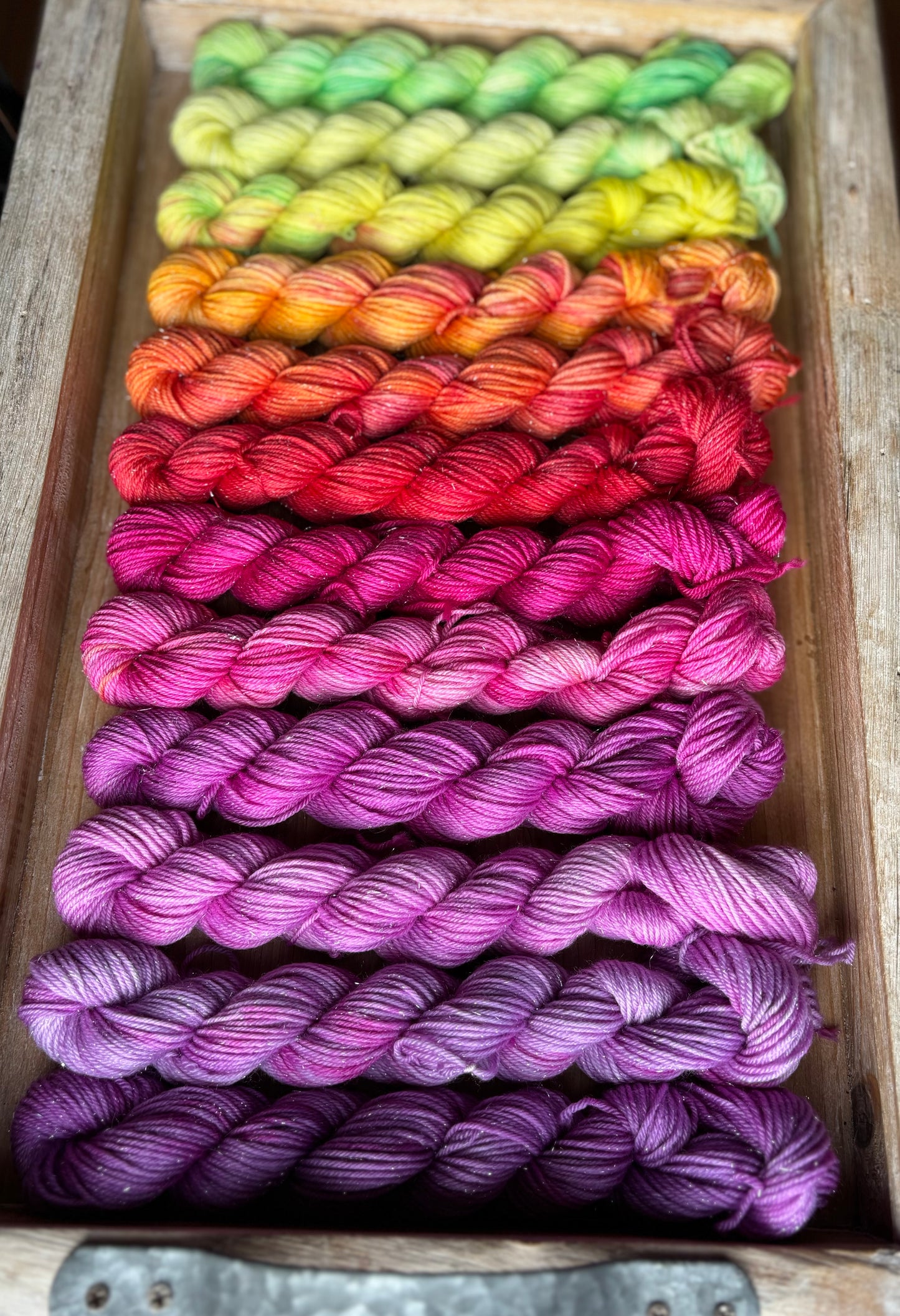 24 Skein Mini Yarn Fade - Silver Sparkle Sock Base