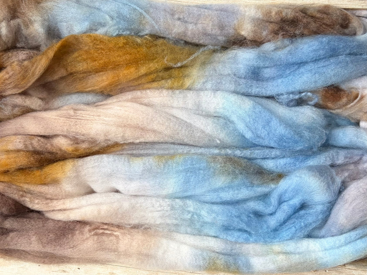 80% Superwash Merino Wool/ 10% Nylon/ 10% Cashmere - 18.5 Micron - One of a Kind Batch - 100 grams of Spinning Fibre - Hand Dyed Combed Top