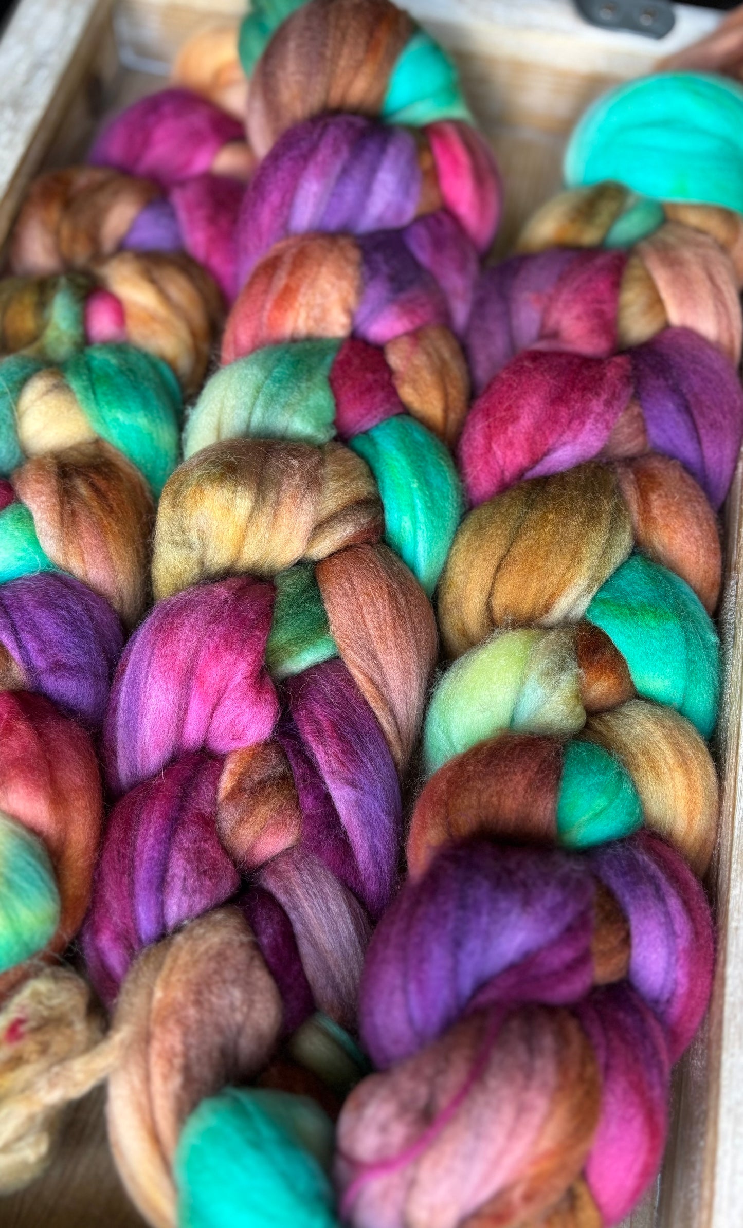 One of a Kind Batch - 100 grams of Spinning Fibre - Superwash Merino Wool 22 Micron - Hand Dyed Combed Top