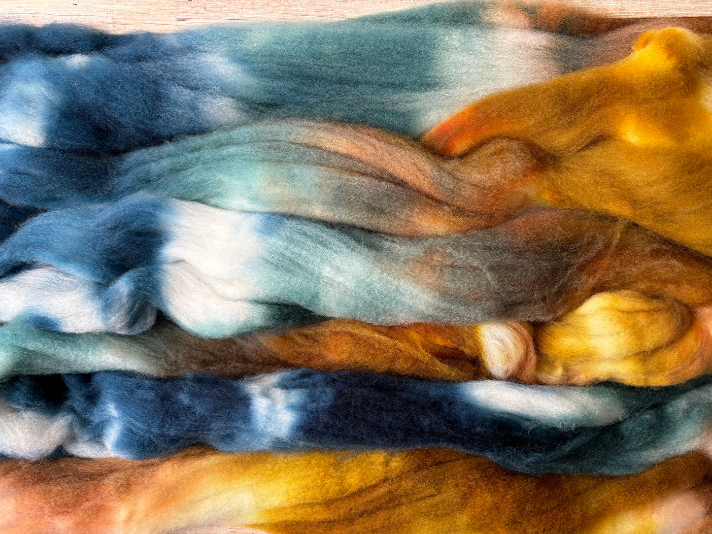 One of a Kind Batch - 100 grams of Spinning Fibre - Superwash Merino Wool 22 Micron - Hand Dyed Combed Top