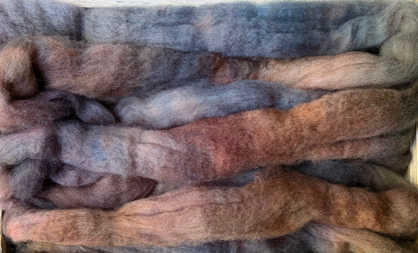 Bluefaced Leicester Wool - 26 Micron - One of a Kind Batch - 100 grams of Spinning Fibre - Hand Dyed Combed Top