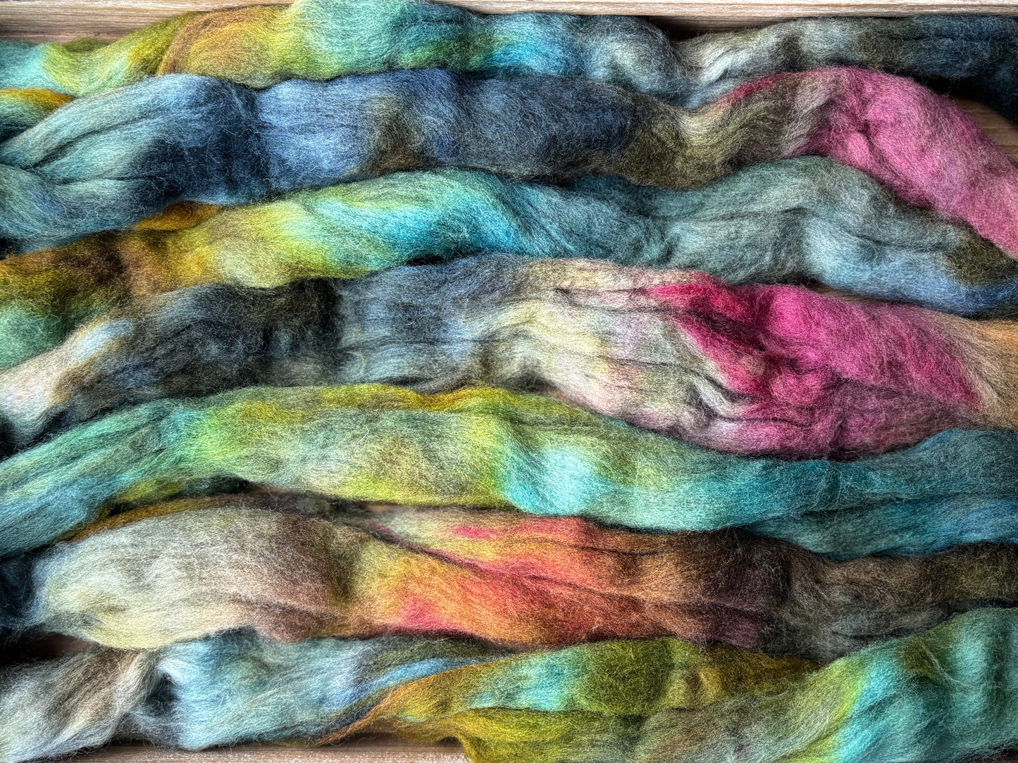Set of 3 Braids - One of a Kind Batch - 100 grams of Spinning Fibre Eacg - 100% Targhee - 23 Micron - Hand Dyed Combed Top