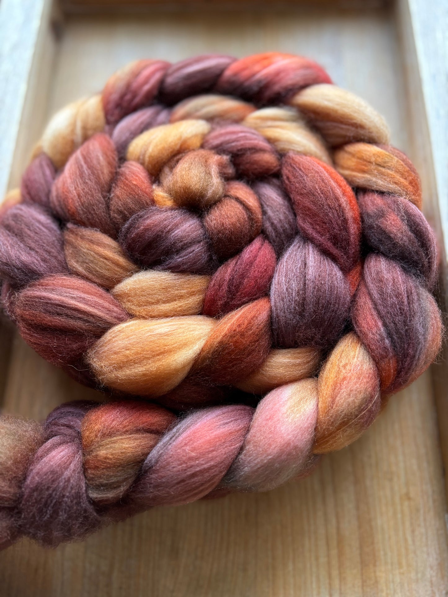 One of a Kind Batch - 100 grams of Spinning Fibre - 80% Superwash Merino Wool/ 20% Nylon - 22.5 Micron - Hand Dyed Combed Top