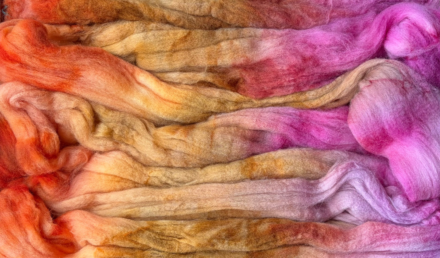 100% Superwash Merino Wool - 22 Micron - One of a Kind Batch - 100 grams of Spinning Fibre - Hand Dyed Combed Top