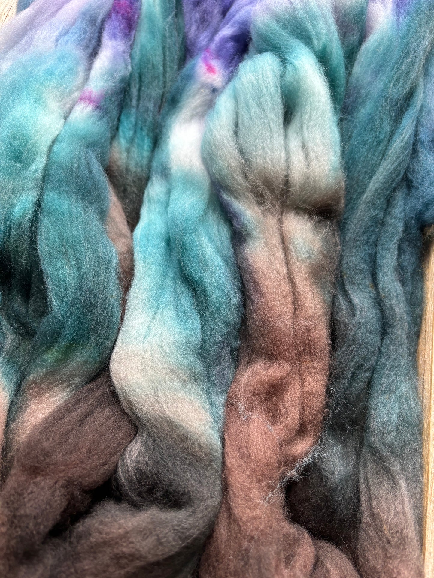 One of a Kind Batch - 100 grams of Spinning Fibre - 80% Superwash Merino Wool/ 20% Nylon - 22.5 Micron - Hand Dyed Combed Top