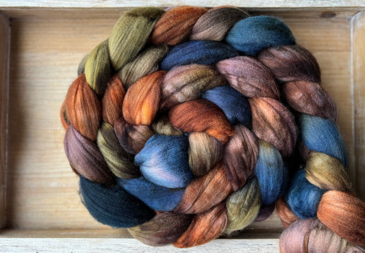 One of a Kind Batch - 100 grams of Spinning Fibre - Superwash Merino Wool 22 Micron - Hand Dyed Combed Top