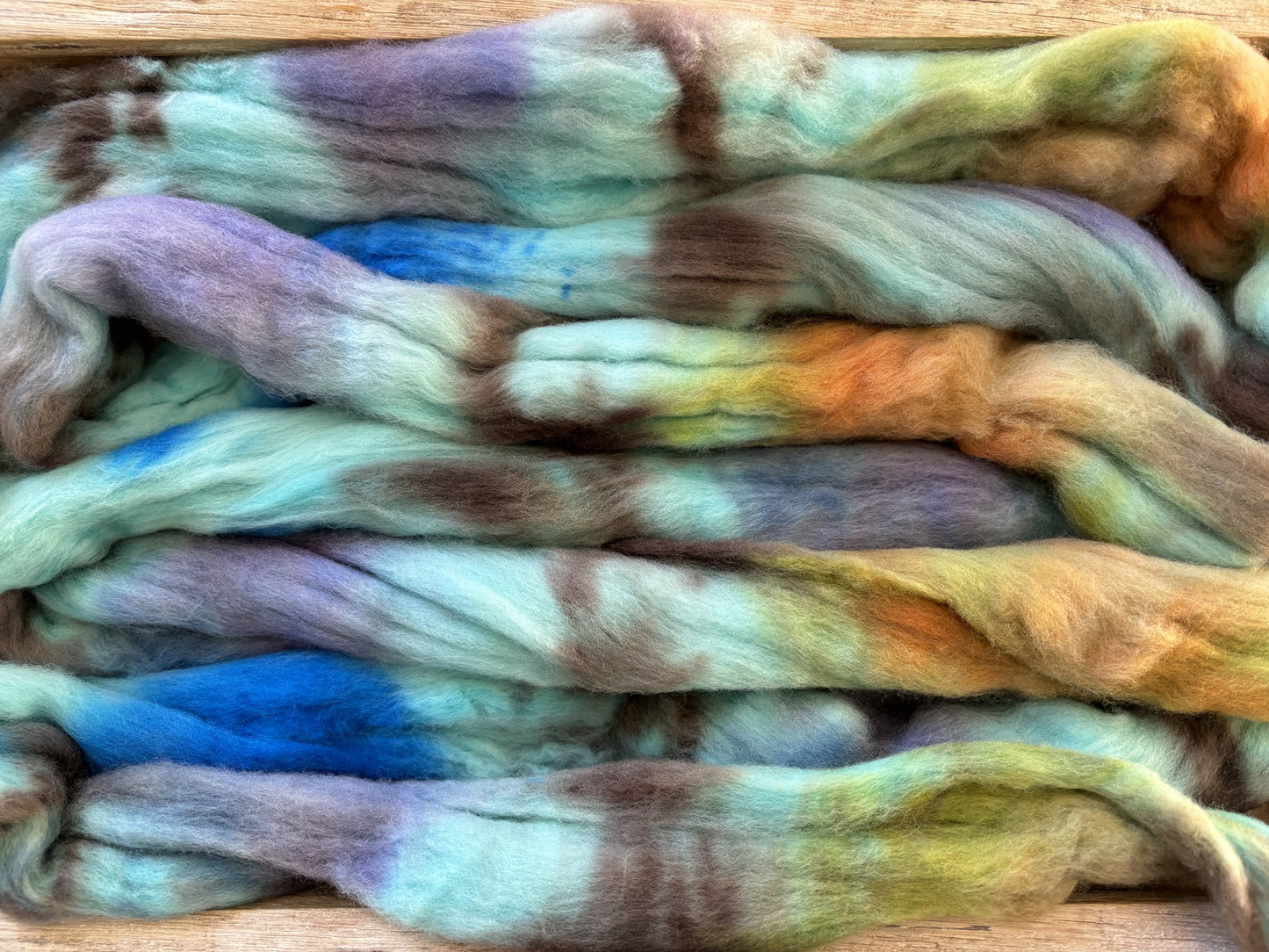 One of a Kind Batch - 100 grams of Spinning Fibre - Untreated Merino Wool 22 Micron - Hand Dyed Combed Top