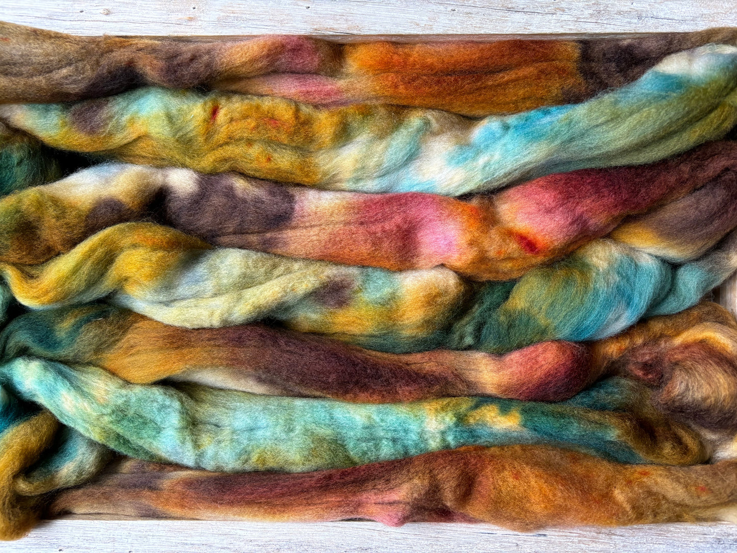 One of a Kind Batch - 100 grams of Spinning Fibre - Untreated Merino Wool 22 Micron - Hand Dyed Combed Top