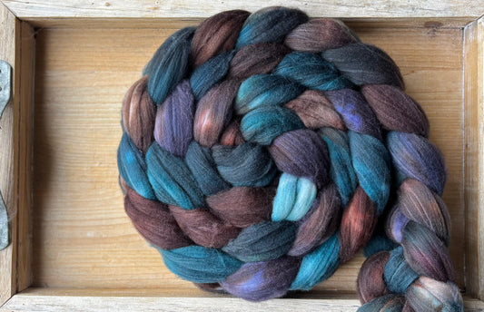 One of a Kind Batch - 100 grams of Spinning Fibre - 80% Superwash Merino Wool/ 20% Nylon - 22.5 Micron - Hand Dyed Combed Top