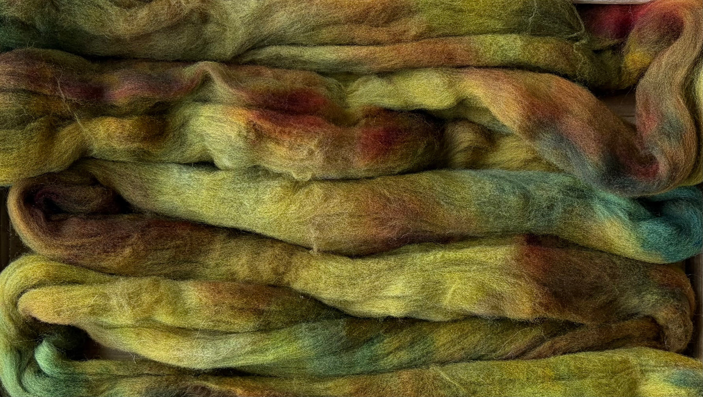Targhee - 23 Micron - One of a Kind Batch - 100 grams of Spinning Fibre - Hand Dyed Combed Top