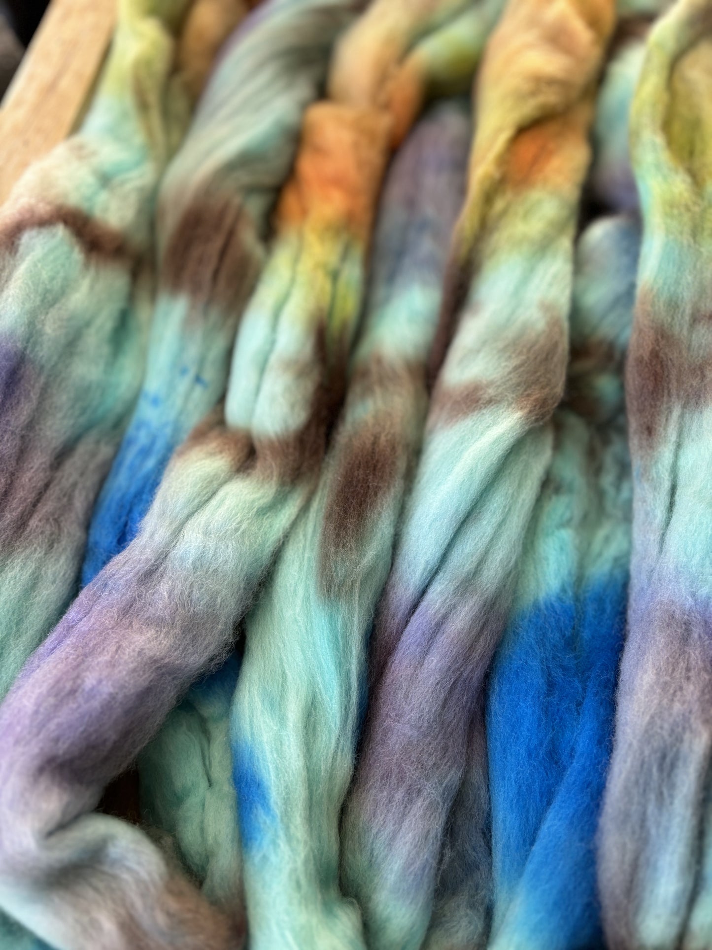 One of a Kind Batch - 100 grams of Spinning Fibre - Untreated Merino Wool 22 Micron - Hand Dyed Combed Top