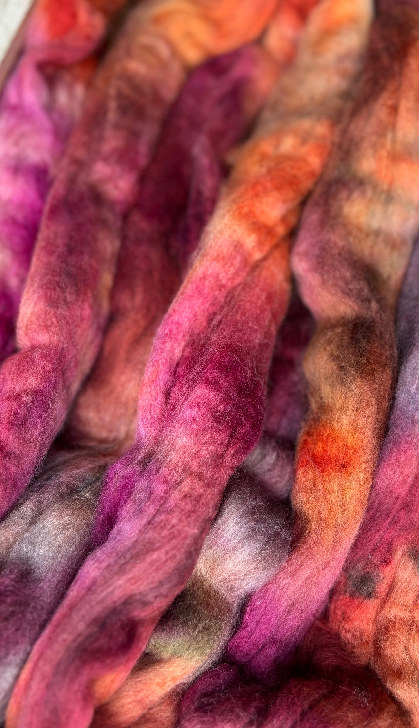 One of a Kind Batch - 100 grams of Spinning Fibre - Untreated Merino Wool 22 Micron - Hand Dyed Combed Top