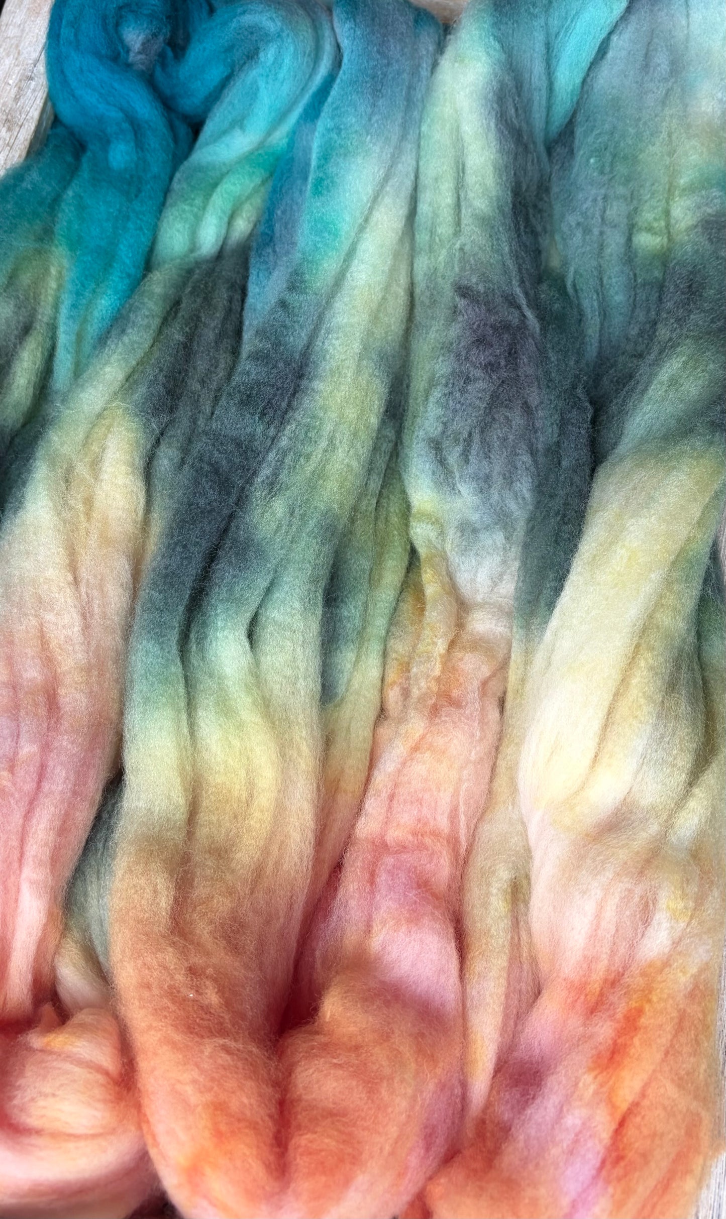 100% Superwash Merino Wool - 22 Micron - One of a Kind Batch - 100 grams of Spinning Fibre - Hand Dyed Combed Top
