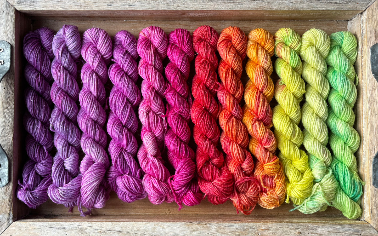 24 Skein Mini Yarn Fade - Silver Sparkle Sock Base