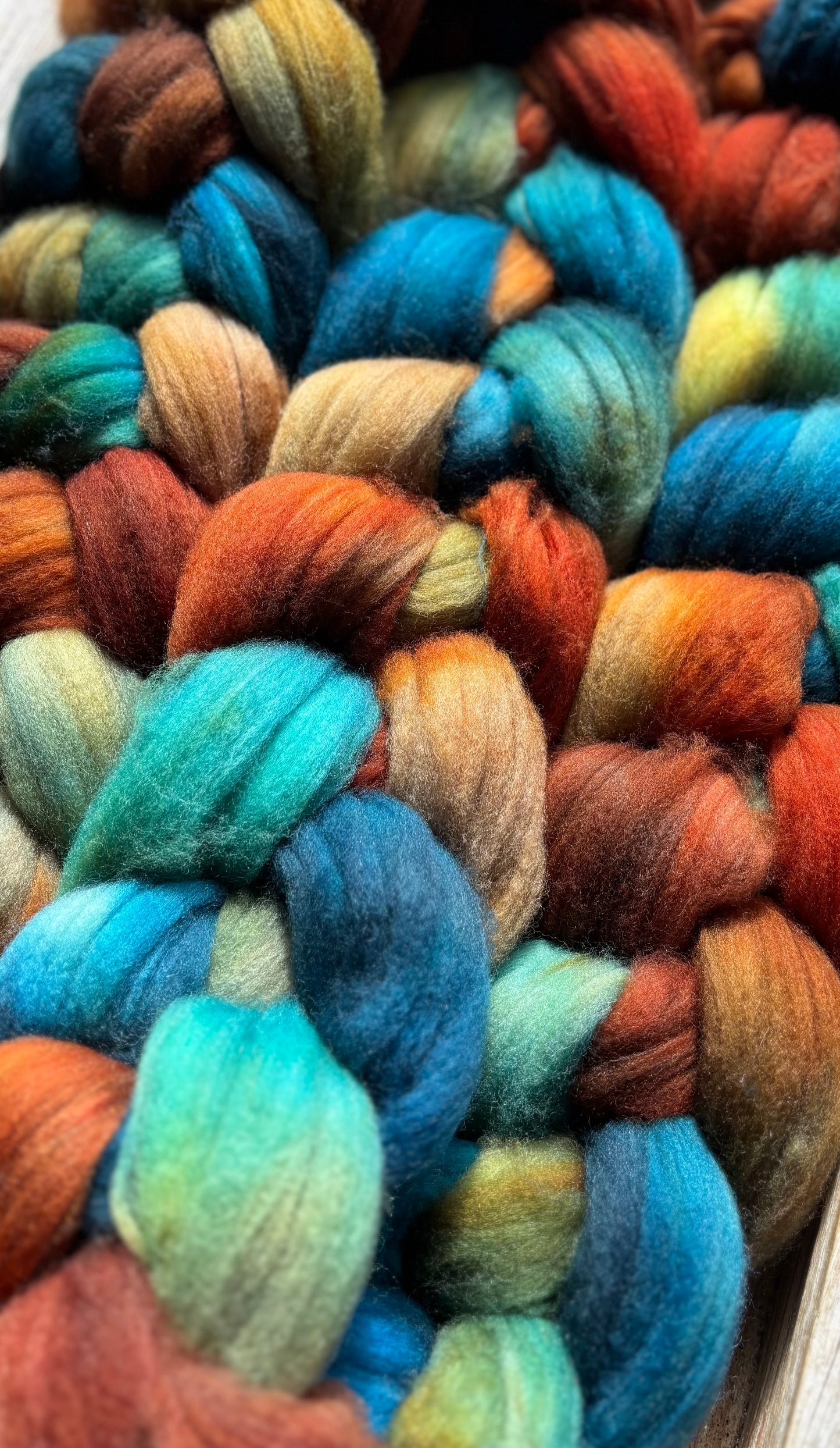 One of a Kind Batch - 100 grams of Spinning Fibre - 80% Superwash Merino Wool/ 20% Nylon - 22.5 Micron - Hand Dyed Combed Top