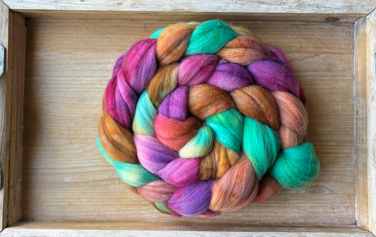 One of a Kind Batch - 100 grams of Spinning Fibre - Superwash Merino Wool 22 Micron - Hand Dyed Combed Top