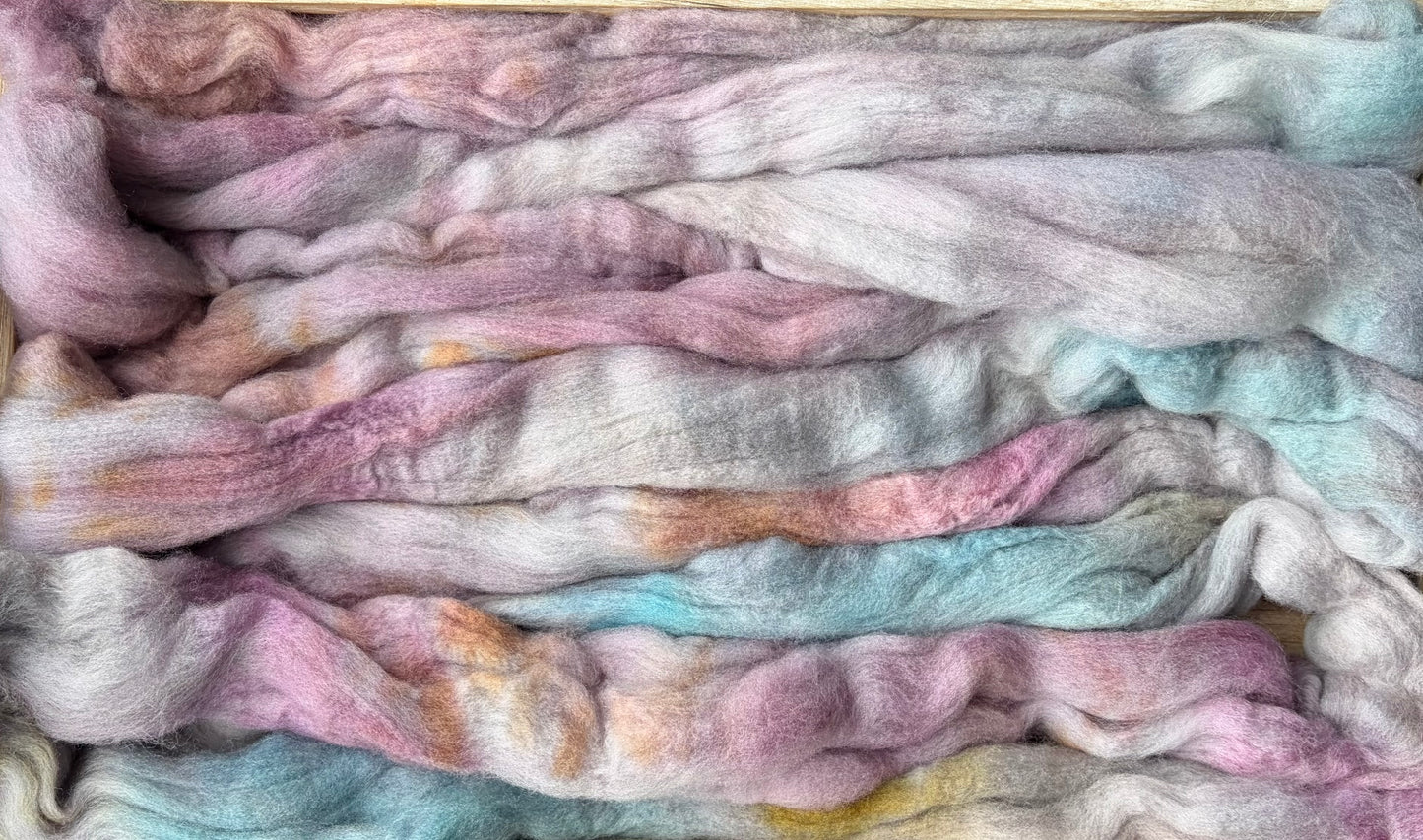 Targhee - 23 Micron - One of a Kind Batch - 100 grams of Spinning Fibre - Hand Dyed Combed Top