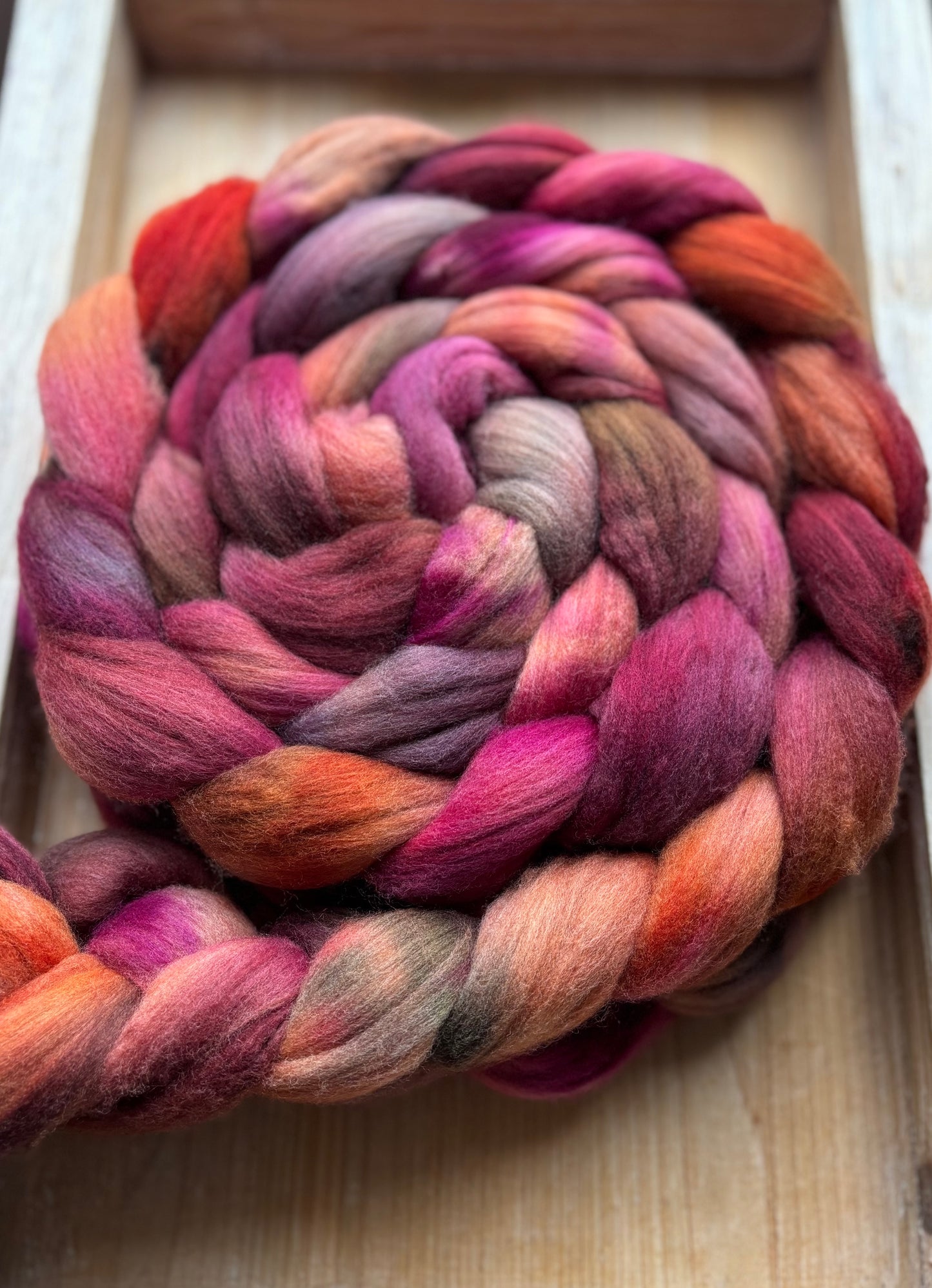 One of a Kind Batch - 100 grams of Spinning Fibre - Untreated Merino Wool 22 Micron - Hand Dyed Combed Top