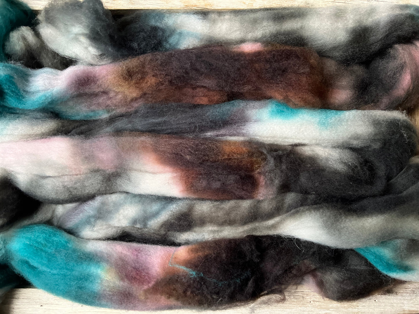 One of a Kind Batch - 100 grams of Spinning Fibre - Superwash Merino Wool 22 Micron - Hand Dyed Combed Top