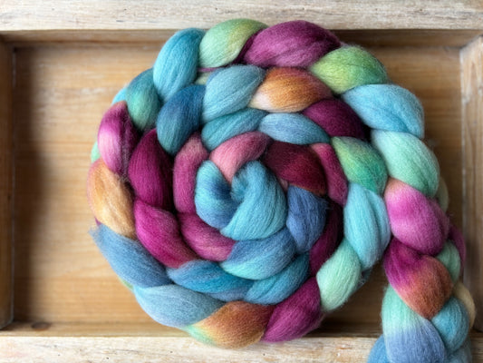 One of a Kind Batch - 100 grams of Spinning Fibre - 100% Polwarth - 22 Micron - Hand Dyed Combed Top