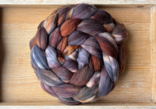 100% Superwash Merino Wool - 22 Micron - One of a Kind Batch - 100 grams of Spinning Fibre - Hand Dyed Combed Top