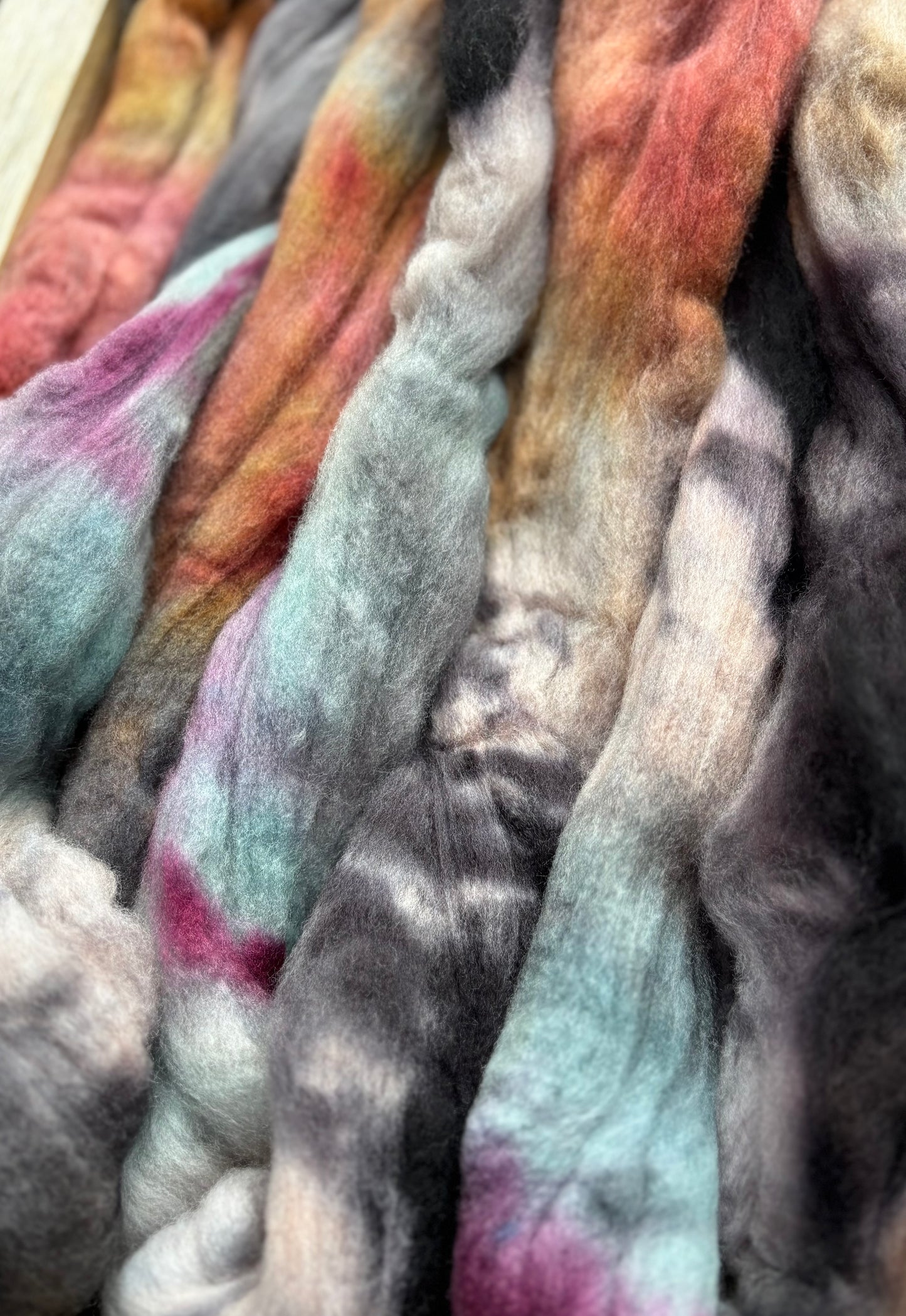 One of a Kind Batch - 100 grams of Spinning Fibre - Untreated Merino Wool 22 Micron - Hand Dyed Combed Top