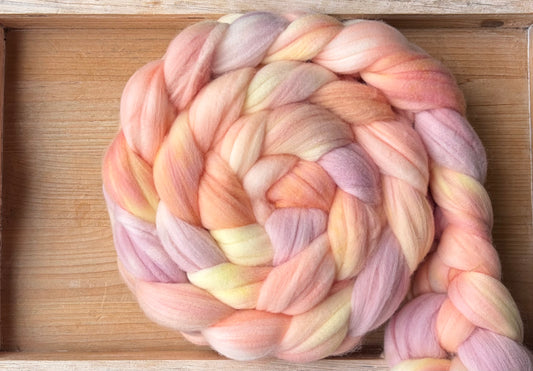 100% Superwash Merino Wool - 22 Micron - One of a Kind Batch - 100 grams of Spinning Fibre - Hand Dyed Combed Top