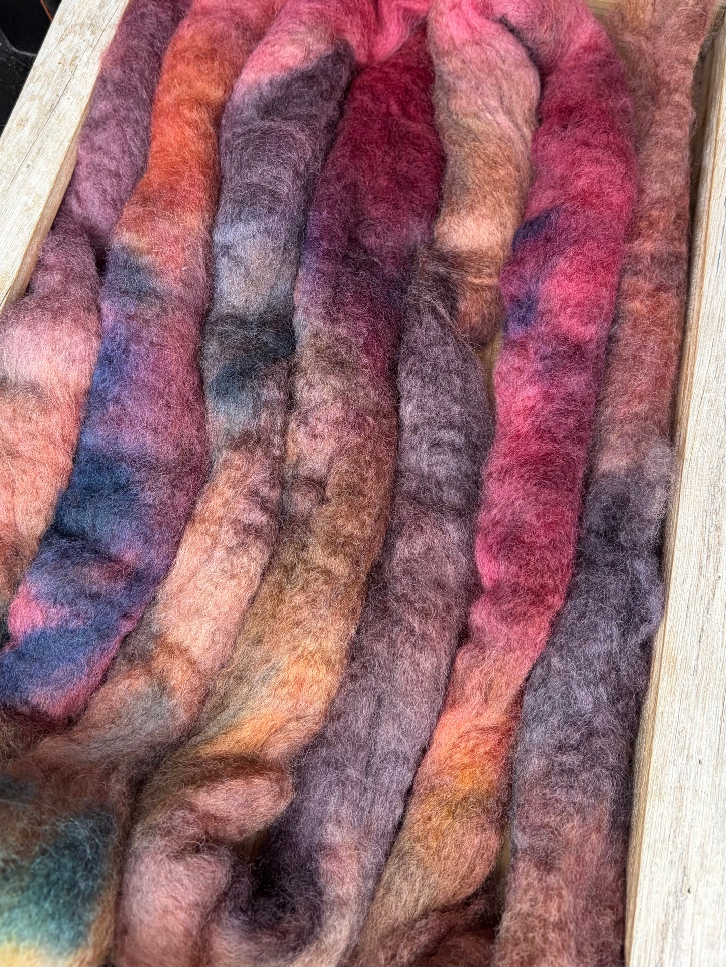 Bluefaced Leicester Wool - 26 Micron - One of a Kind Batch - 100 grams of Spinning Fibre - Hand Dyed Combed Top