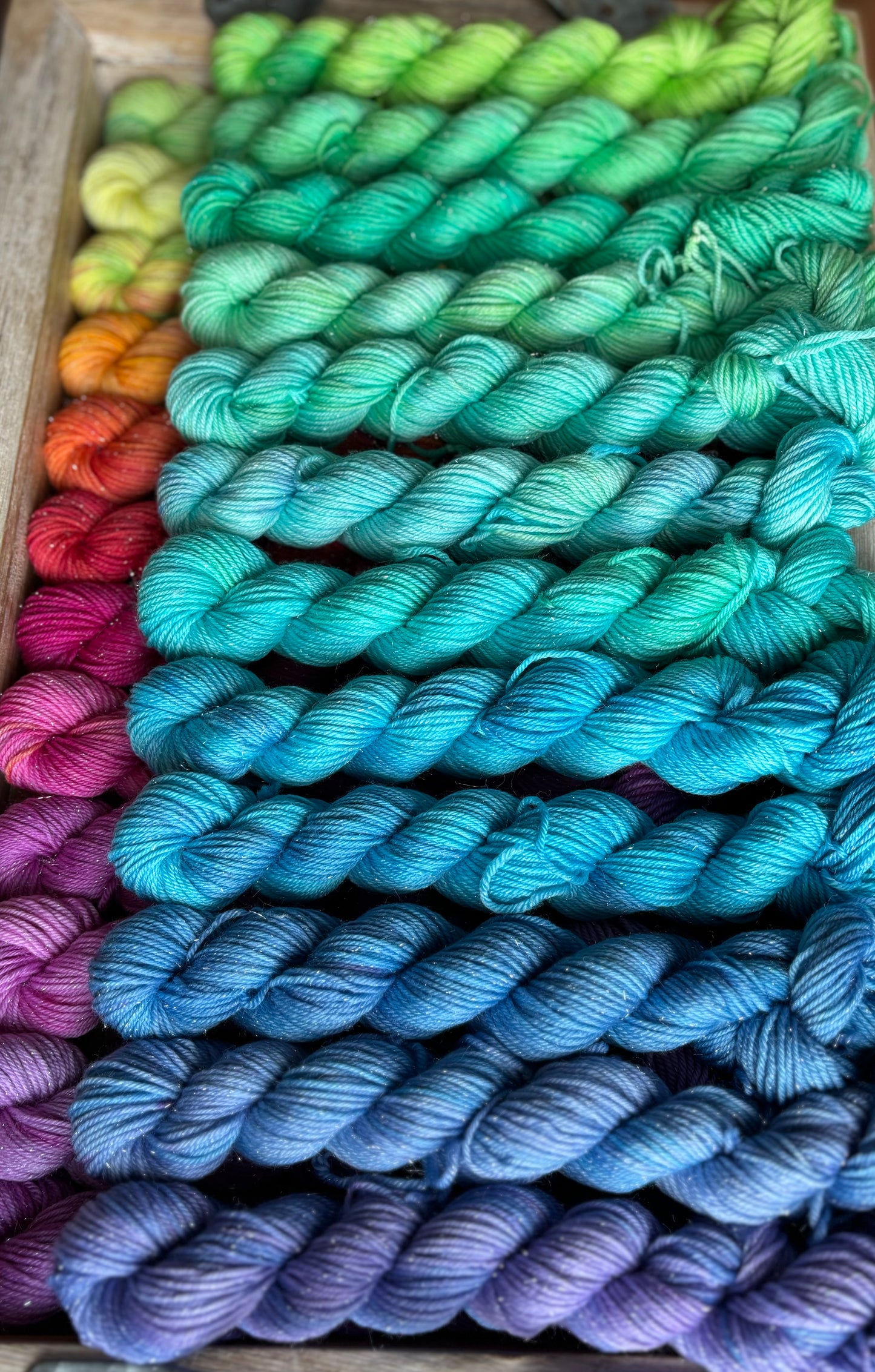 24 Skein Mini Yarn Fade - Silver Sparkle Sock Base