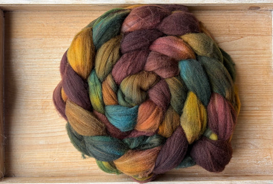100% Superwash Merino Wool - 22 Micron - One of a Kind Batch - 100 grams of Spinning Fibre - Hand Dyed Combed Top