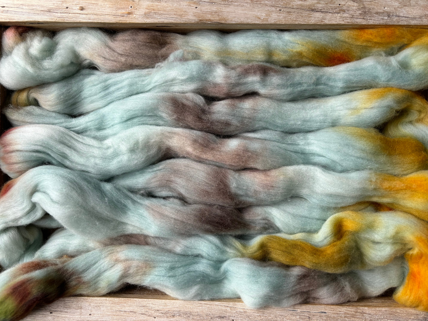 One of a Kind Batch - 100 grams of Spinning Fibre - Untreated Merino Wool 22 Micron - Hand Dyed Combed Top